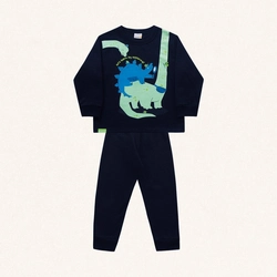 Conjunto Moletom Estampado Dinossauro Fakini - Masculino