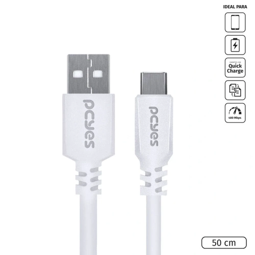 Cabo Usb 2.0 Para Usb-c Pcyes 50cm Branco - Puacb-05