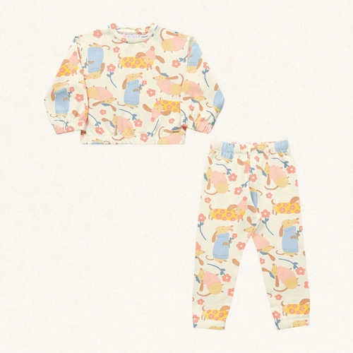 Conjunto Blusa e Calça Moletom Estampado Cachorrinho Fakini - Feminino