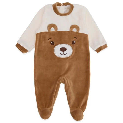 Macacão Manga Longa Bordado Urso Recorte Plush e Suedine Unissex - Ursinhos