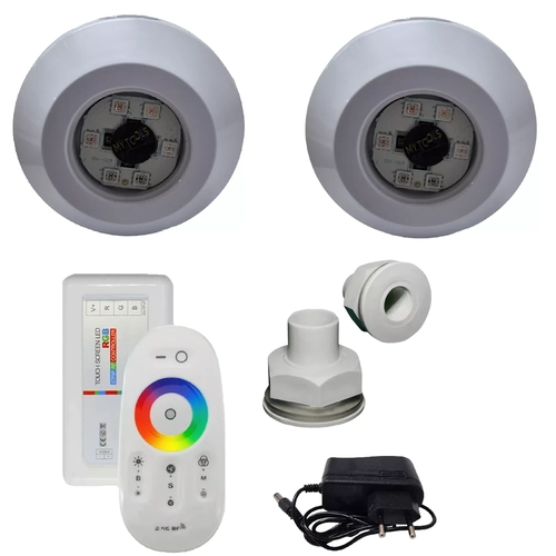 Kit 2 Leds Para Piscina Rgb 9w Modulo E Fonte 110v/220v