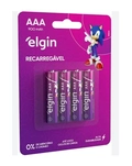 Pilha Recarregável AAA Elgin 900mah ( palito ) com 4 unidades.