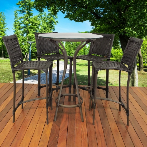 Conjunto Bistrô 4 Banquetas Fibra Sintética e Alumínio Epóxi Paulista