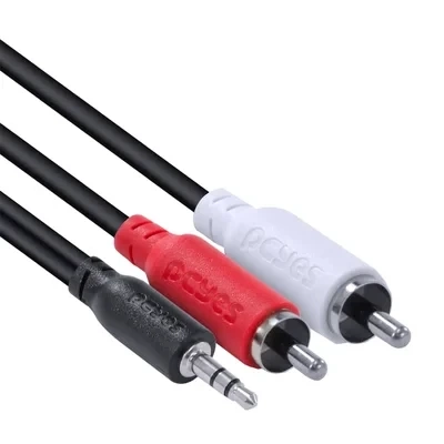 CABO DE ÁUDIO 2 RCA MACHO PARA P2 3.5MM 2 METROS - P2R35-2