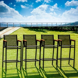 Banquetas com madeira em tela sling  Alumínio Epóxi  Caribe (kit com 4)