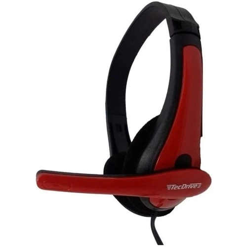 Fone Headset Gamer Tecdrive F-6 Cabo de 1.5m P2 Preto e Vermelho
