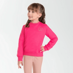 Blusão Moletom Peluciado Aplique Flor Cativa - Feminino