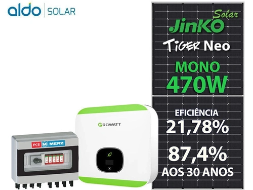 Gerador De Energia Solar Growatt Metalica Perfil 55cm Romagnole Growatt Gf 6,11kwp Jinko Tiger Neo Mono 470w Min-xh 5kw 2mppt Mono 220v