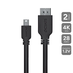 Cabo Mini Displayport Macho para Displayport Macho V.1.2 28awg Puro Cobre 2 Metros - Pmddpm-2