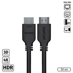 Cabo Hdmi 2.0 Macho 4k/60hz - Preto - 50 Cm - Phm20-05