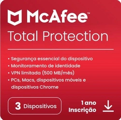 Total Protection Mcafee 3 Dispositivos 1 Ano Esd - Mtp31bam3