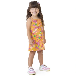 Vestido Alça Fina Malwee Florzinhas Feminino - Amarelo
