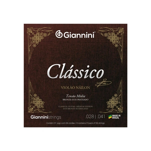 Encordoamento para Violão Nylon 65/35 Tensão Média Bronze Prateado Genwpm