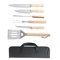 Kit Churrasco 7 Peças Aço Inox e Estojo Resistente com Facas Garfo Espátula Amolador Grillrelax