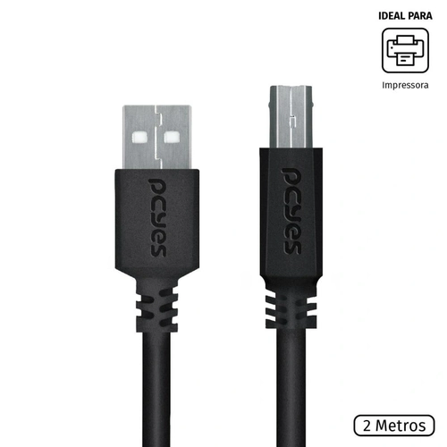 Cabo para Impressora Usb a 2.0 Macho para Usb b 2.0 Macho 28awg Puro Cobre 2 Metros - Puabm2-2