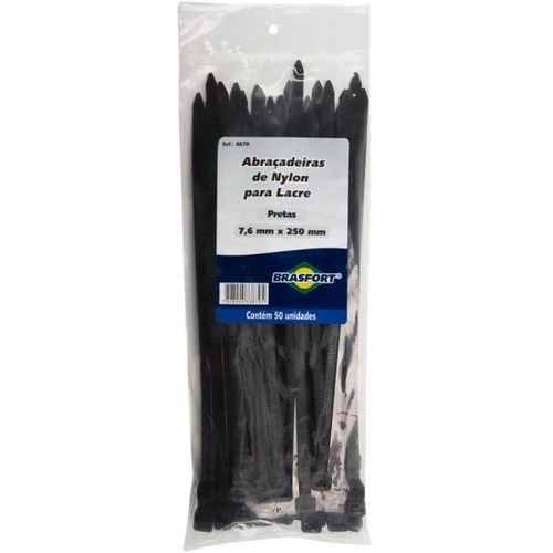 Abraçadeira Nylon 7,6x250mm Preta Brasfort - Pct / 50