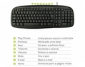 Teclado Multimídia Preto USB K-MEX - KM1328U00010B0X