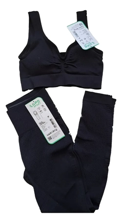 Conjunto Fitness Grosso Academia Legging E Top Cropped Lupo Cor Preto