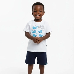 Conjunto Camiseta e Bermuda Moletinho Kamylus Estampado Masculino