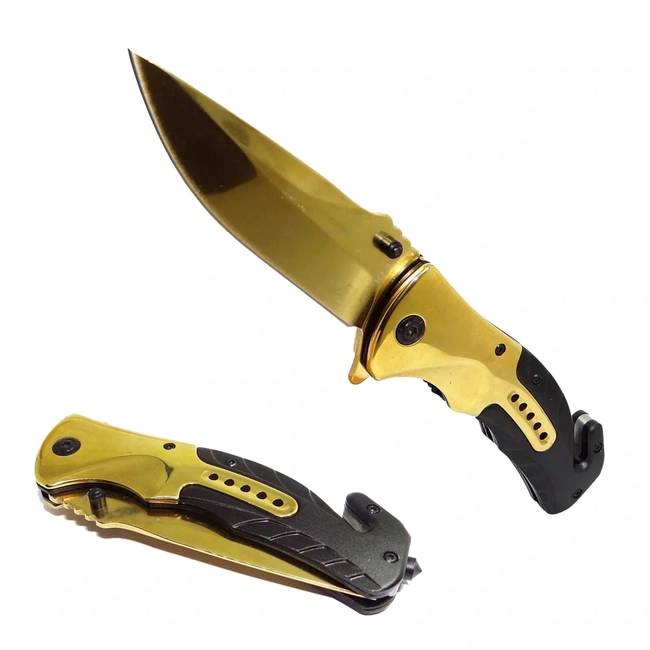 Canivete Tático Dourado e Preto Clip (HZ-06-0888)