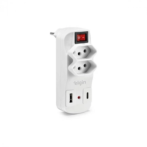 Filtro de Linha Elgin Com 2 Tomadas e Saida Usb / Usb-c - 46rfl3020usb