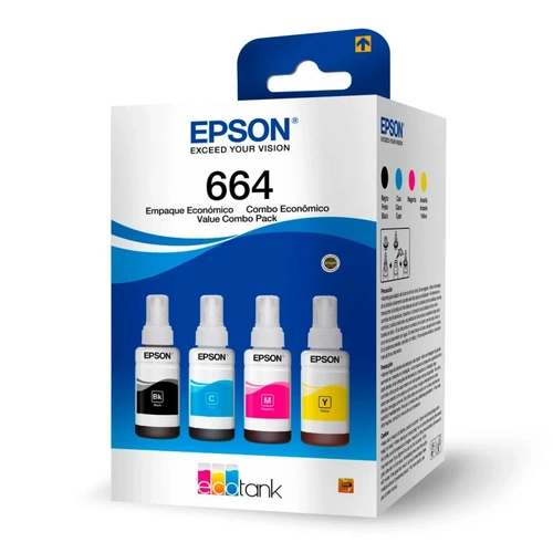 Kit Epson Refil De Tinta Com 4 Cores - T664520-4p