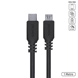 Cabo Usb Tipo-c para Micro Usb 2.0 - Preto - 1 Metro - Pucmp-1