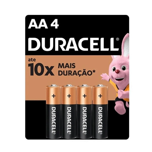 Pilha Alcalina AA  Pequena 4 Unidades Duracell
