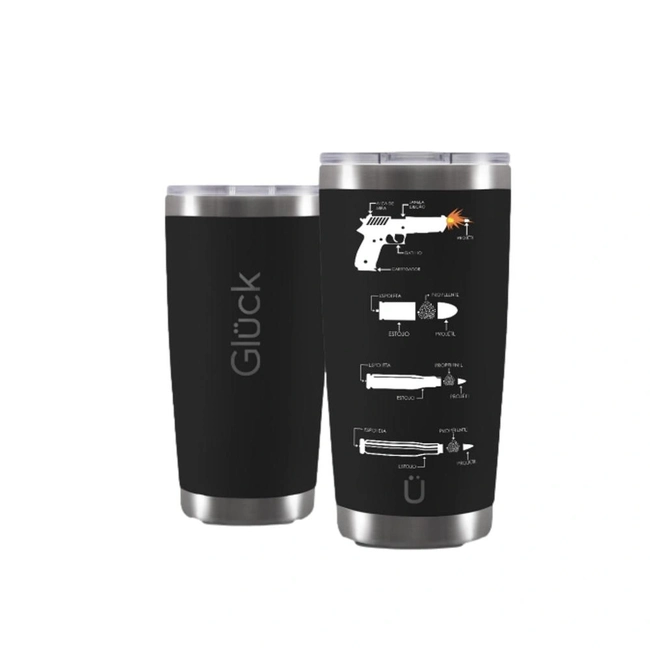 Copo Sleeck 473ml Pistola e Munição Discriminada - Preto (Glück)