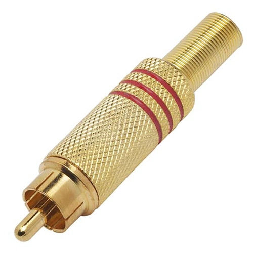 Plug Especial Rca Dourado Vermelho Com Mola 6,00 Mm