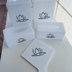 Caixa Luvas/Papel/máscara branca - Logo alto relevo inicial ou desenho