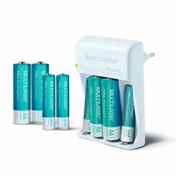 Carregador de Pilhas Com 4 Pilhas Aa 2500 Mha e 4 Pilhas Aaa 1000mha Cb093 Bivolt