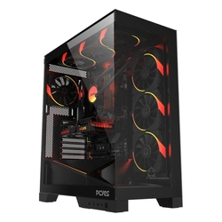 Gabinete Gamer Pcyes Forcefield Flow Black Vulcan - Gfffbv