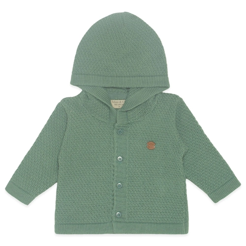 Casaquinho Tricot com Capuz Verde Liso Unissex