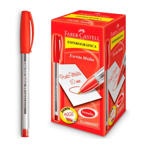 Caneta Esferográfica Trilux 032 Ponta 1.0 Vermelha Caixa 50 Unidades Faber-Castell