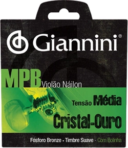 Encordoamento para Violão Nylon Cristal-ouro Tensao Média Com Bolinha Genwg
