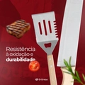 Kit Churrasco 7 Peças Aço Inox e Estojo Resistente com Facas Garfo Espátula Amolador Grillrelax