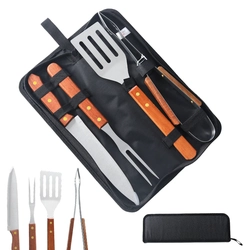 Kit Churrasco 5 Peças Aço Inox e Estojo Resistente Grillrelax