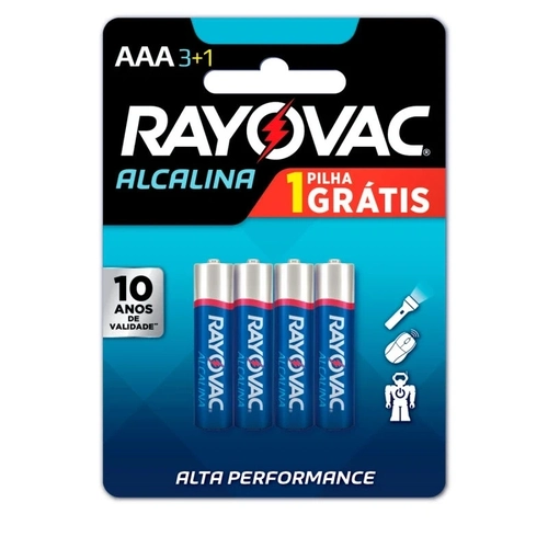 Pilha AAA Rayovac Alcalina Com 4 Unidades - 20324