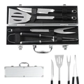 Kit Churrasco 5 Peças Aço Inox Com Maleta de Transporte Aluminio Faca Espatula Garfo e Pegador Grillrelax