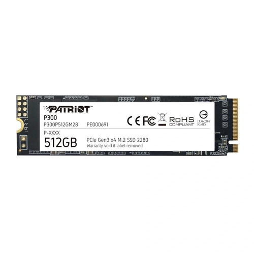 SSD Patriot P300, 512GB, M.2 NVMe 1.3, Leituras: 1700MB/s e Gravações: 1100MB/s - P300P512GM28