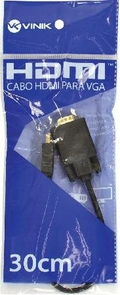 Cabo Conversor Hdmi 1.4 Macho P/ Vga 19 Pinos - 30cm