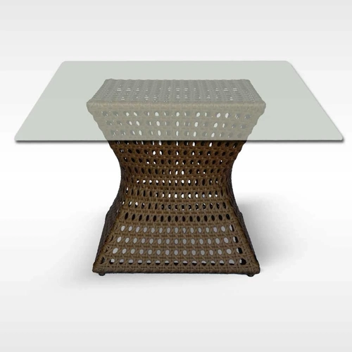 Mesa Tampo de Vidro em Fibra Sintética e Alumínio Tela 140X140 cm Marajó