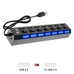 HUB USB 7 Portas 2.0 Preto F3 - JC-HUB701