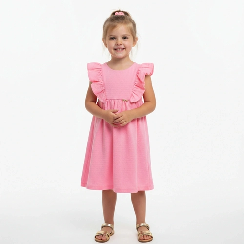Vestido Regata By Gus Com Babados Feminino - Rosa Neon