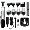 Kit Barbeador e Maquina de Cabelo Recarregável Beard & Stubble 9916D Wahl Bivolt - Cor Preto/Prata