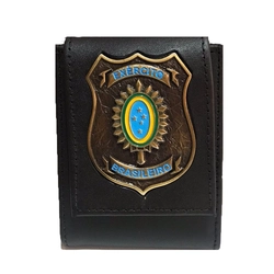Carteira Escudo Dourado Brasão Exército Brasileiro (Couro)