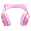 Fone de Ouvido Headset Kitty Ear - Orelha de Gato Rosa Com Microfone Cabo 1.2m Plug P2 Estereo P3 - Ke120r