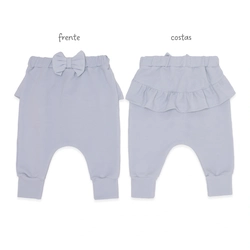 Calça com Laço e Babado Azul Suedine Feminina – Rose Garden