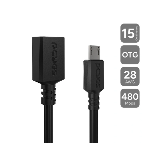 Cabo Adaptador Otg Micro Usb P/ Usb a 2.0 - Preto - 15cm - Pamup-15